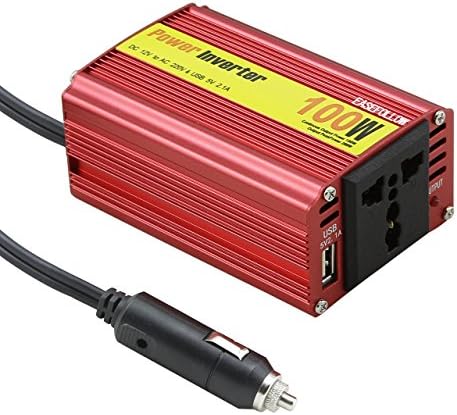 Power Inverter 100W, Easefollow DC 12V to AC 220V Car Adapter with 5V 2.1A USB Car Charger Red