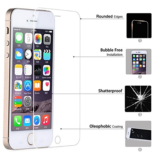 [2 Pack] iPhone 5/5S/5C/SE Screen Protector, TYJTECH 2.5D 9H Scratch Terminator Ultra-clear Premium Tempered Glass Screen Protector (4.0 inch) for iPhone 5S 5 5C SE