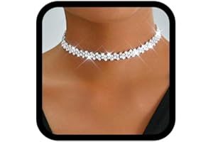 Reaky Choker Necklaces Silver Rhinestone Necklace Sparkly Crystal Necklace Jewelry Accessories for Women
