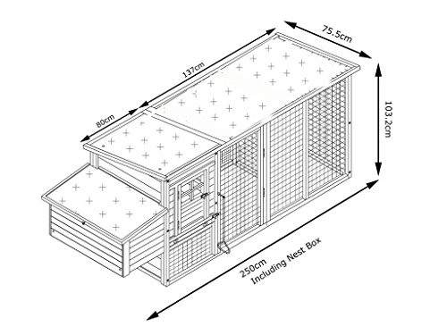 GROSSER HÜHNERSTALL 2.5M COCOON MIT NISTKASTEN UND DACH KANN GEöFFNET WERDEN ZUR REINIGUNG - 2