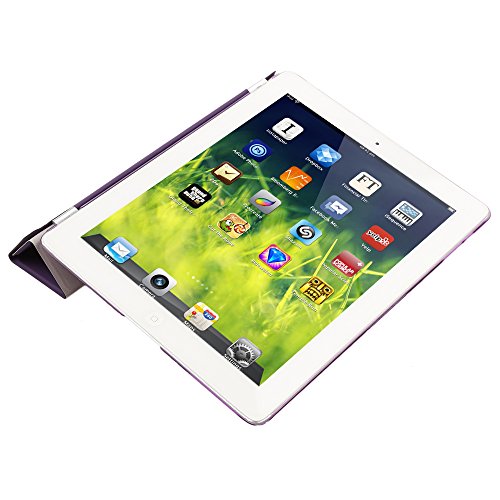 Besmall Neu Ultra Slim Edles iPad 2 3 4 Hülle – Smart Cover Leder Case Schutz Hülle Tasche + Back Case – inkl. Displayschutzfolie Reinigungstuch Stift mit Multi Ständer Auto Sleep Wake (iPad 2/3/4, Farbe:Weiß) - 2