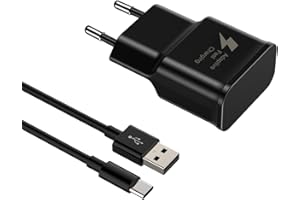 HECHOBO Chargeur Rapide USB, pour Samsung Galaxy S9 S8 S10 S10+ S20 S20 FE A04S A14 A13 A12 A22 A23 A33 A34 A51 A52 A53 A54 5G A05S, Chargeur Rapide de Rechange d'origine + 2m Type-C (Noir)