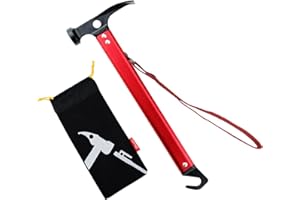 Azarxis Camping Hammer Camping Mallet with Peg Remover Tent Peg Stake Puller Heavy Duty Lightweight Aluminum Portable Multi-function for Outdoor Picnic Hiking Backpacking (Red)