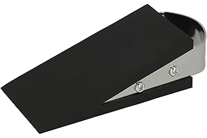Westcott Türstopper in Keilform Schwarz | Gummi Türstopper mit Edelstahl Griff | Rutschfeste Unterfläche | Passend für alle Türen und Böden | 12cm x 5cm x 3cm | E-19000 00