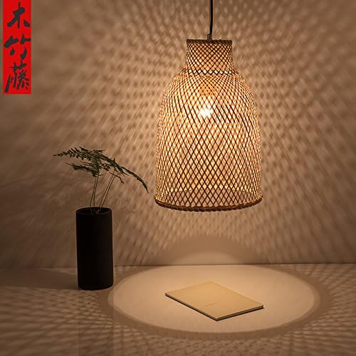 (FuRongHuang) The Bamboo lamp Chandelier manually lanterns Chinese tea house hotel, creative antique town of the old town, Lamps Are Decorative Cover diameter 25cm high 40cm (no light source)