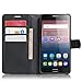 Produktbild SMTR Alcatel pop 4s (5.5") Wallet Tasche Hülle - Ledertasche im Bookstyle in Schwarz - [Ultra Slim][Card Slot][Handyhülle] Flip Wallet Case Etui für Alcatel pop 4s