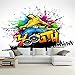 Produktbild Tapete Bunte Musik Tanz Graffiti Kunst Wandmalerei Bar KTV Wohnzimmer Sofa TV Hintergrund Wandbilder 3D @ 400X280cm
