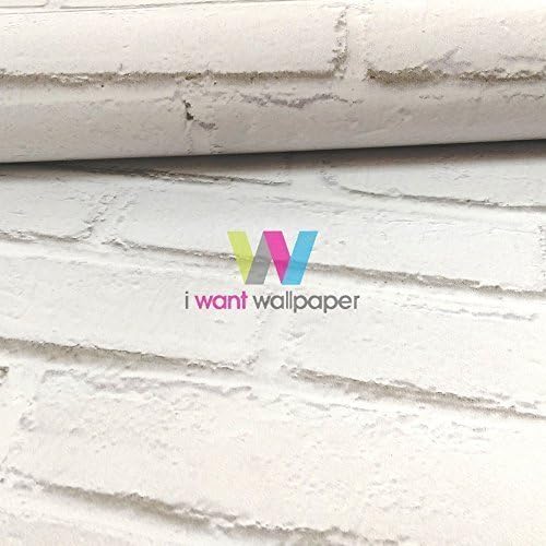 Direct Brick Pattern Realistic Faux Effect Stone Wall Photo Mural Wallpaper (White F87359)