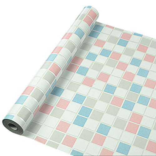 UNIQUEBELLA Vintage Simpel Retro Abstrakt Mosaik optik 3D Tapete Fototapete PVC Prägung Wandbild 45CM*19M für Wohnzimmer, Hotel, Flur, Büro und Schlafzimmer #2