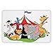 Produktbild Bathroom Bath Rug Kitchen Floor Mat Carpet,Circus Decor,Trained Performer Acrobat Animals in Circus Tent Happy Giraffe Elephant Joyful Art,Red Green Yellow,Flannel Microfiber Non-slip Soft Absorbent