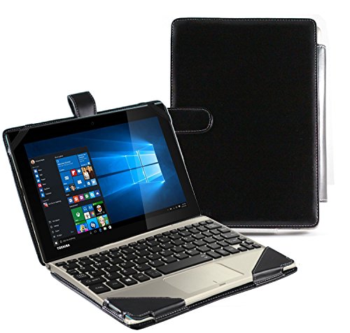 Navitech Schwarzes Leder Case Cover Tasche für das Medion Akoya E1235T