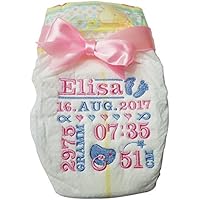 Schenkorado® Windel bestickt für Mädchen (Motiv Schnuller)