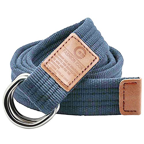 Liqy Liqy Unisexe Double Boucle Boucle de Ceinture Casual Longue Weave Ceinture en Toile