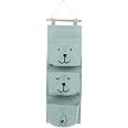 Vert)Sac de Rangement mural Tissu Lin Organisateur avec Petites Poches Vert)Sac de Rangement mural Tissu Lin Organisateur avec Petites Poches