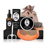 Beard Grooming Kit, Men Beard Grooming Care Kit for Styling, Shaping, Trimming and Growth, Beard Brush + Beard Comb + Beard Oil + Beard Balm + Scissors + Travel Bag + Gift Box.