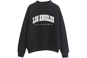 GENERIC Sweat-Shirt SurdimensionnéE pour Femmes Los Angeles California Col Rond à Manches Longues Décontracté Lâche Pull Veste Vintage Haut d'automne Sweatshirts Ado Fille Femme