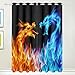 Produktbild coosun blau und rot Fire Drachen Verdunklungsvorhänge Abdunkelung isoliert Polyester Tülle Top Rollo Vorhang für Schlafzimmer, Wohnzimmer, 2 Panel (55 W X 84L Zoll)