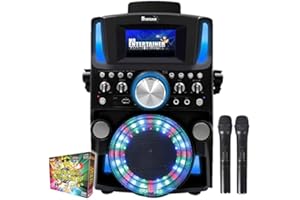 MR ENTERTAINER'S KARAOKE COLLECTION Groovebox Bluetooth CDG Karaoke Machine. Built in Screen & Disco Lights. Includes Songs & Microphones (Wireless Microphones + 200 Songs)