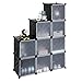 Songmics Interlocking Storage Cube Organiser Shelf / Shoe Rack / Wardrobe Cabinet 112 x 112 x 37 cm Black LPC116