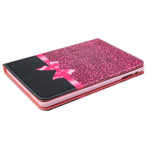 iPad mini 2 Lederhülle – Felfy Slim Full Body Fashion Leopard Bowknot Muster PU Case Cover Etui Schutz Hülle Tasche für Apple ipad mini 3 mini 2 mini 1 + 1x Pink Katze Anti Stöpsel + 1x Red Stylus - 5