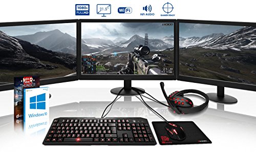 VIBOX Pyro GL7TX-320 Komplett-PC Paket Gaming PC - 4,5GHz Intel i7 Quad Core CPU, GTX 1080 Ti, leistungsfähig, Desktop Gamer Computer mit Spielgutschein, 3x Dreifach 22" Monitor, Gamer Tastatur & Mouse, Windows 10, Rot Innenbeleuchtung, lebenslange Garantie* (4,2GHz (4,5GHz Turbo) Superschneller Intel i7 7700K Kabylake Quad 4-Core Prozessor CPU, Nvidia GeForce GTX 1080 Ti 11GB Grafikkarte, 32GB DDR4 2133MHz RAM, 120GB SSD, 2TB Festplatte, EVGA 750w Netzteil, Storm Rot Gehäuse, B250 Mainboard)