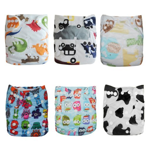 Alva Baby 6pcs Pack Fitted Pocket Cloth Diaper with 2 Inserts Each (Boy Color)6DM03 (Baby/Babe/Infant - Little ones)