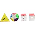 Cubelelo Moyu Meilong Gift Box (Stickerless) Speed Cube Magic Puzzle | 4-Pack Speedcube Bundle with Pyraminx, Square-1, Skewb & Megaminx | Ultimate Brain Teaser for Kids & Adults