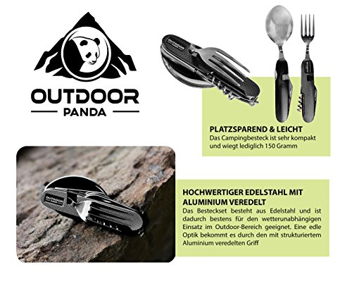 NEU 2 x Outdoor Camping Besteck Klapp-Set aus Edelstahl mit Gürteltasche … - 2