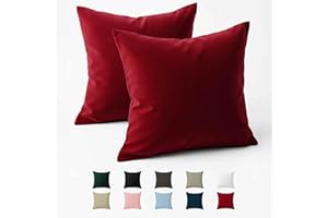 Federe 60x60 Cotone Rinforzato (Set da 2) - Borgogna - Trama Fitta a 57 Fili/cm² - Federe Cuscini 60x60 cm - Federe Cuscino 60x60 Certificate Oeko Tex - Dreamzie