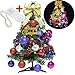 Produktbild Funpa Mini Weihnachtsbaum, 2 ft Merry Christmas Künstliche Kiefer Bogenknoten Weihnachtsbaum mit Batteriebetrieben 30 LED Lichterketten 16 Stück Weihnachtskugeln Ornamente für Weihnachten Decor