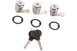 SUUONEE Zestaw zamka drzwi, zestaw bębenków zamka drzwi samochodu 252522 z kluczami (trzy cylindry zamka)