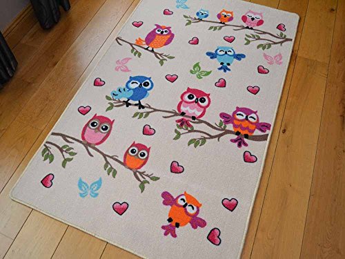 Kids Non Slip Machine Washable Cute Owl Play Mat. Available in 3 Sizes (100cm x 160cm)
