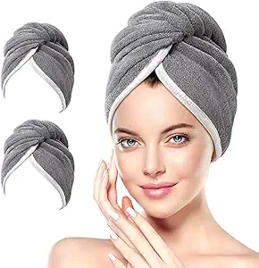 MJN Womens Cotton Quick Absorbent Hair Drying Magic Hair Towel Wrap (Mulitcolor)