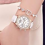 WZFCSAE Relogio Feminino Frauen Uhren Luxusmarke Mädchen Quarzuhr Casual Leder Damen Kleid Uhren Frauen Uhr Montre Femme, weiß
