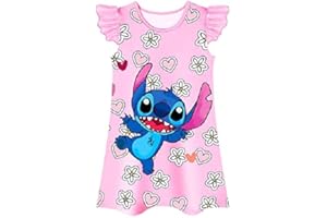 Aepotumn Nightdress Girls Nighties Pjs Princess Pyjamas Flutter Sleeve Nightgown Nightwear for Kids 6-12 Y