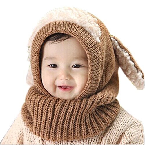 Malloom® 1PC Winter Baby Kids Girls Boys Warm Woolen Coif Hood Scarf Caps Hats (Khaki)