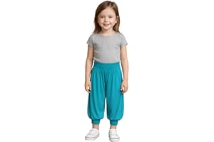 STAR FASHION Kids Harem Loose Casual Baggy Sports Dancing Pants Girls Harem Children Trouser with Leg Cuffs Elasticated Waist UK 5 Years to 13 Years