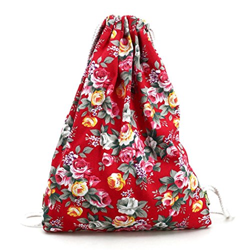 Preisvergleich Produktbild Xinan Frauen Blumensegeltuch -Rucksack (Rot)