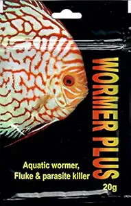 WORMER Plus 20 gm Pack Aquarium Fish Wormer Fluke and Parasite Killer- Expiry 4/2023