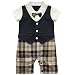 iEFiEL Newborn One Piece Baby Boy Plaids Bow Tie Gentleman Romper Bodysuit Outfits Dark Blue 6-9 Months