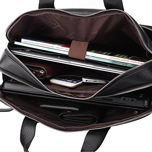 BISON DENIM Herren klassische echtes Leder Aktenkoffer Laptop Schulter Messenger Bag Business Tote