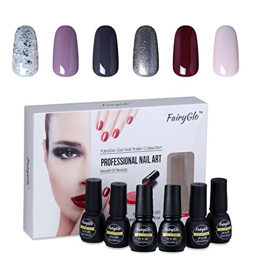 UV nagellack set FairyGlo shellac set Nail Gel Polish Nagelgel Pure Farbe (6xStück)