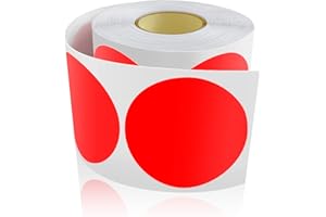 MEITAAT 500 pegatinas redondas de 50 mm, codificación de colores, círculo, rollo de puntos marcadores, color rojo