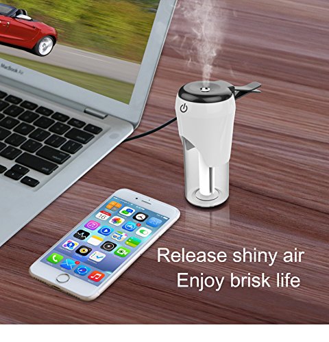 Auto Luftbefeuchter, CrazyFire 50ml Reise-Größe Luftreiniger, Ultraschall-Aromatherapie ätherisches Öl Diffusor Auto Lufterfrischer mit Dual USB Port - 4