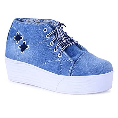 women's blue denim sneakers