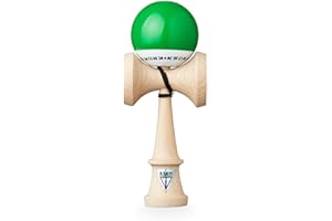 KROM Kendama Original de Madera para Principiantes y avanzados - Pop LOL Verde Oscuro - Juego de Habilidad para Exteriores e Interiores - Juguete de Madera con Cuerda y Pelota