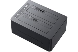 ISHEEP K3082 Estación de Acoplamiento de Disco Duro, estación de Acoplamiento USB 3.0 Disco Duro/SSD SATA de 2,5 y 3,5 Pulgadas, Soporte para clonación sin conexión y 2 Discos Duros de 18 TB