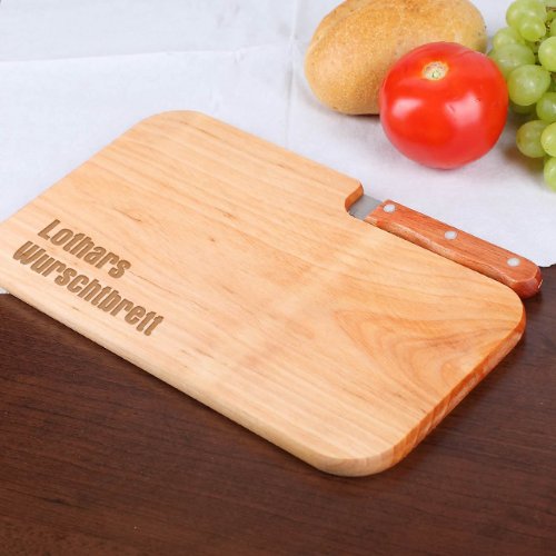 Cera & Toys® Frühstücksbrettchen Set mit Messer – Gravur mit gewünschten Namen – Motiv: Wurschtbrett - 2