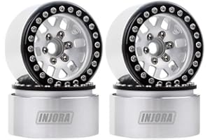 INJORA 4 Stücke 1,9 Beadlock Felgen Metallische Felge Set für 1:10 RC Crawler TRX4 Axial SCX10 Pro II III D90 VS4-10 Redcat Gen 8 7 Pro Enduro