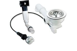 Keenberk - Siebkorbventil - verschließbar mit Bowdenzug + Überlauf - Excenterbedienung - Ablaufgarnitur - Siebkorb für Küchenspüle - Made in Germany - aus Chrom - 114 mm